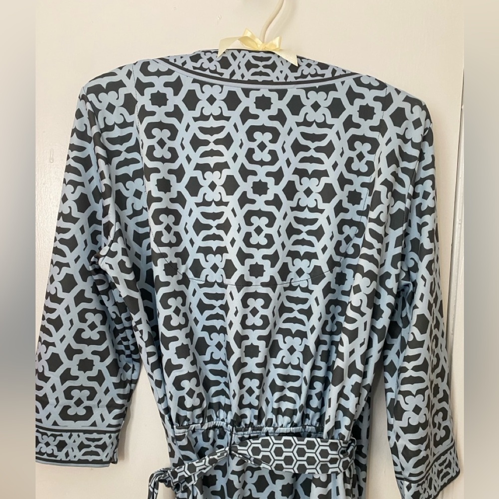 Gretchen Scott Blue & Black Geometric Wrap Dress Size L - Picture 4 of 5